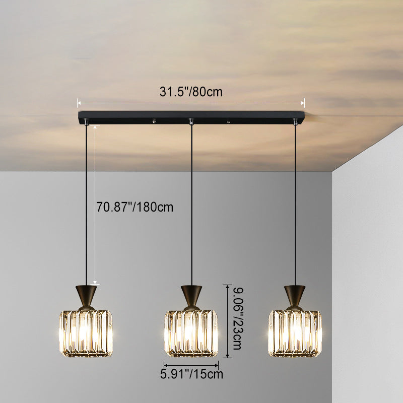 Moderne Einfachheit Rund Quadrat Eisen Kristall 1/3 - Licht Kronleuchter für Schlafzimmer 