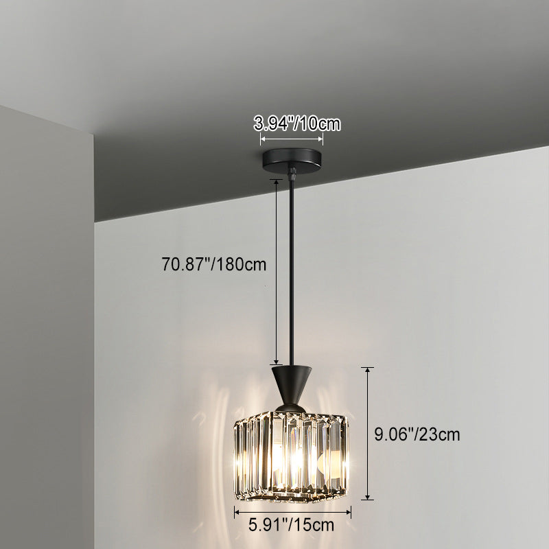 Moderne Einfachheit Rund Quadrat Eisen Kristall 1/3 - Licht Kronleuchter für Schlafzimmer 