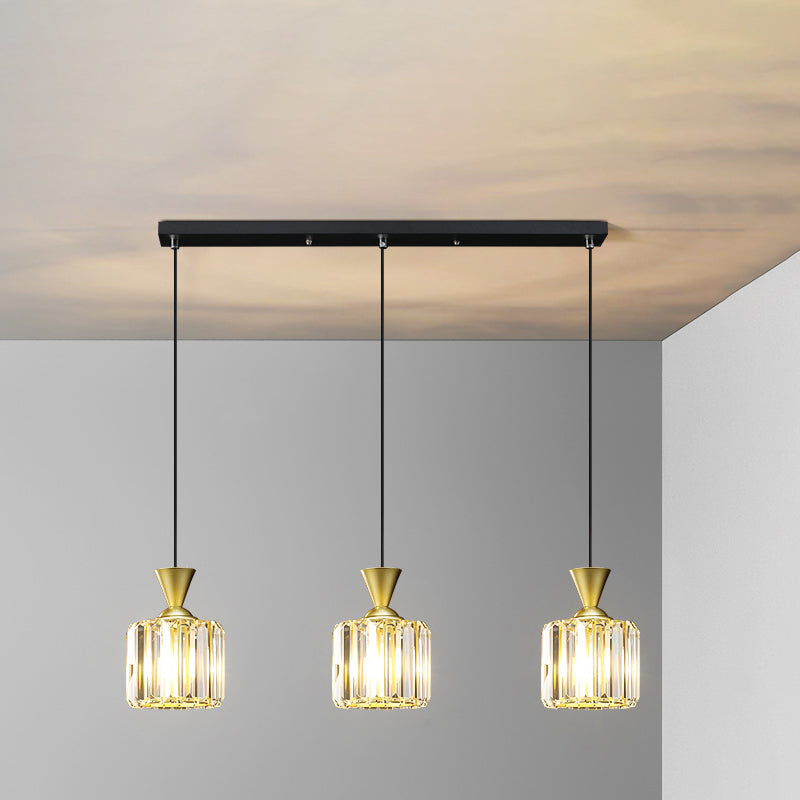 Moderne Einfachheit Rund Quadrat Eisen Kristall 1/3 - Licht Kronleuchter für Schlafzimmer 