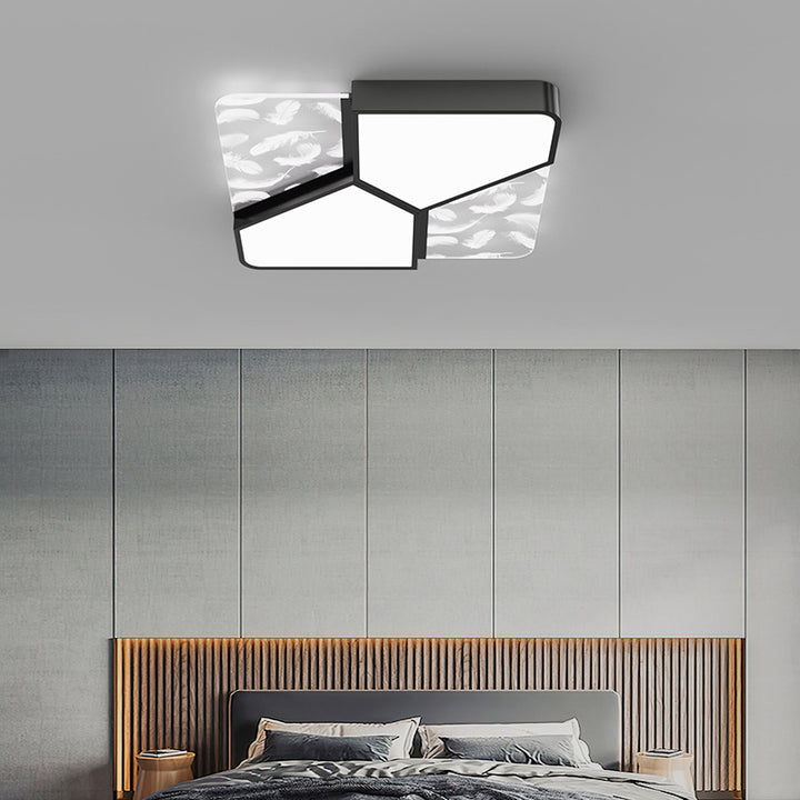 مصباح سقف LED بتركيب مسطح بغطاء أكريليك بنمط الريش الاسكندنافي المعاصر لغرفة النوم 
