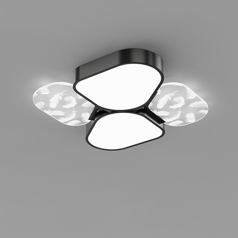 Lámpara de Araña de Madera Nórdica Contemporánea de Acrílico Crema Flor 1/3-Luz para Sala de Estar 