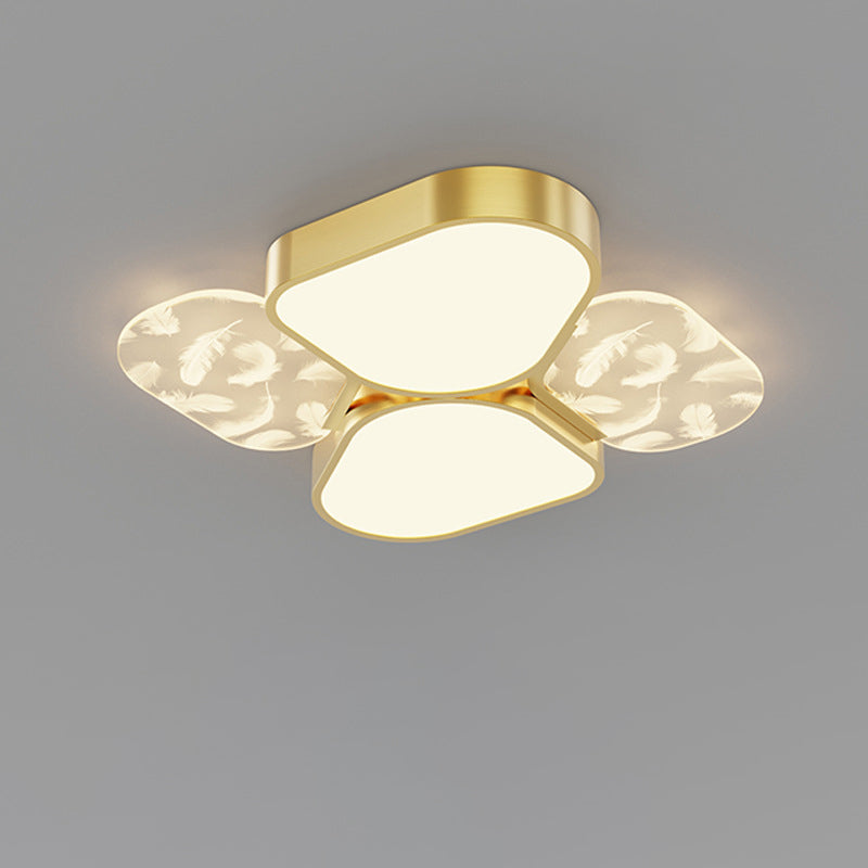 Lámpara de Araña de Madera Nórdica Contemporánea de Acrílico Crema Flor 1/3-Luz para Sala de Estar 