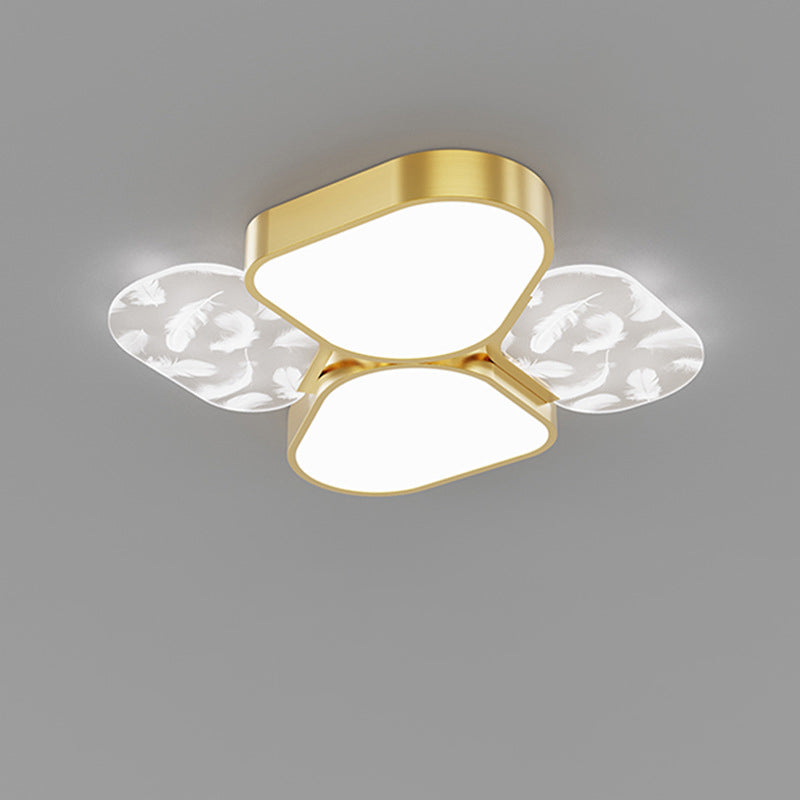 Lámpara de Araña de Madera Nórdica Contemporánea de Acrílico Crema Flor 1/3-Luz para Sala de Estar 