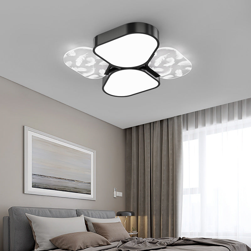 Lámpara de Araña de Madera Nórdica Contemporánea de Acrílico Crema Flor 1/3-Luz para Sala de Estar 