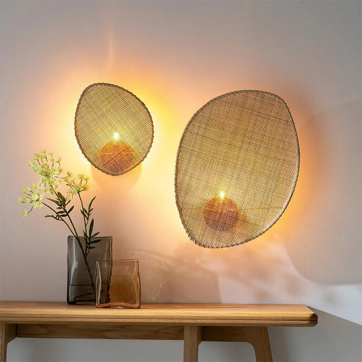 Applique murale contemporaine en rotin en forme de feuille Boho 1 - lampe murale pour salon 