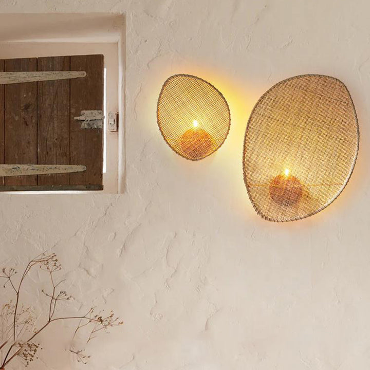 Applique murale contemporaine en rotin en forme de feuille Boho 1 - lampe murale pour salon 