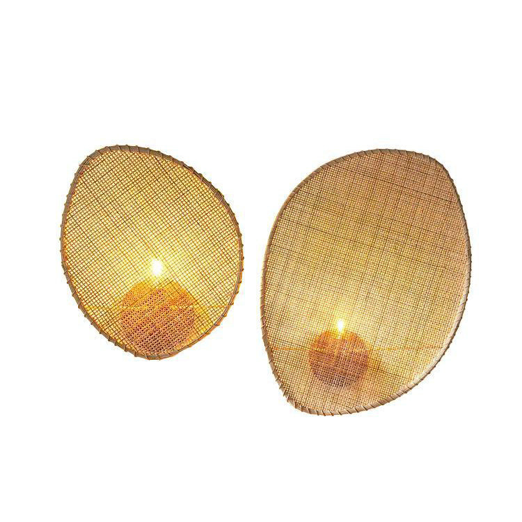 Applique murale contemporaine en rotin en forme de feuille Boho 1 - lampe murale pour salon 