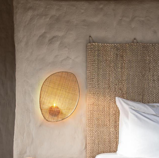 Applique murale contemporaine en rotin en forme de feuille Boho 1 - lampe murale pour salon 
