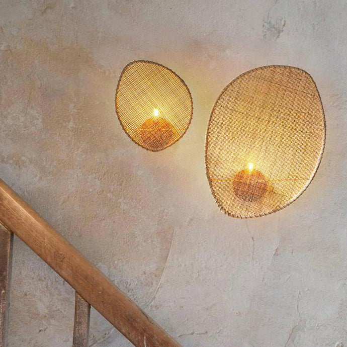 Applique murale contemporaine en rotin en forme de feuille Boho 1 - lampe murale pour salon 