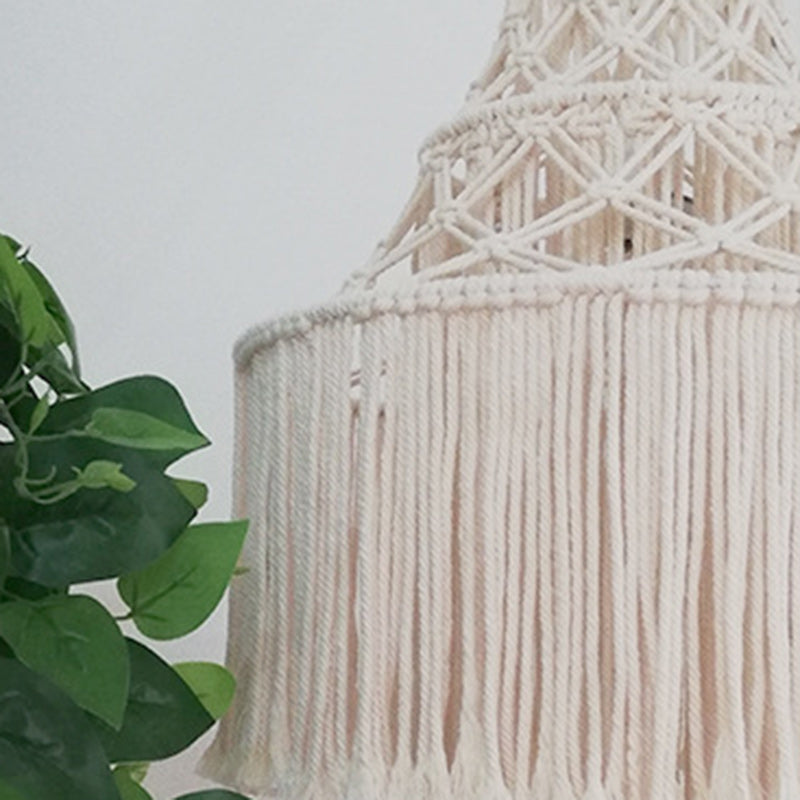 Contemporary Boho Fabric Tassel Braided Rope 1 - Light Chandelier For Dining Room