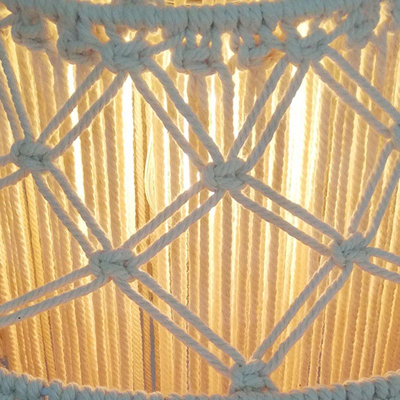 Contemporary Boho Fabric Tassel Braided Rope 1 - Light Chandelier For Dining Room