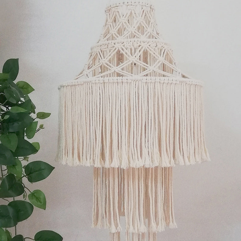Contemporary Boho Fabric Tassel Braided Rope 1 - Light Chandelier For Dining Room