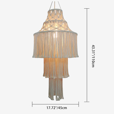 Contemporary Boho Fabric Tassel Braided Rope 1 - Light Chandelier For Dining Room
