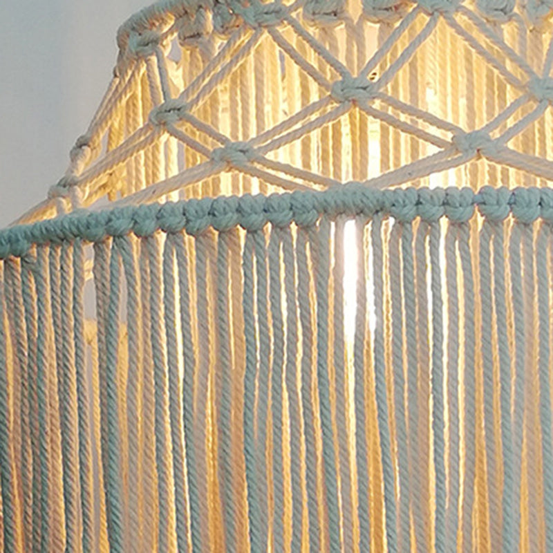 Contemporary Boho Fabric Tassel Braided Rope 1 - Light Chandelier For Dining Room