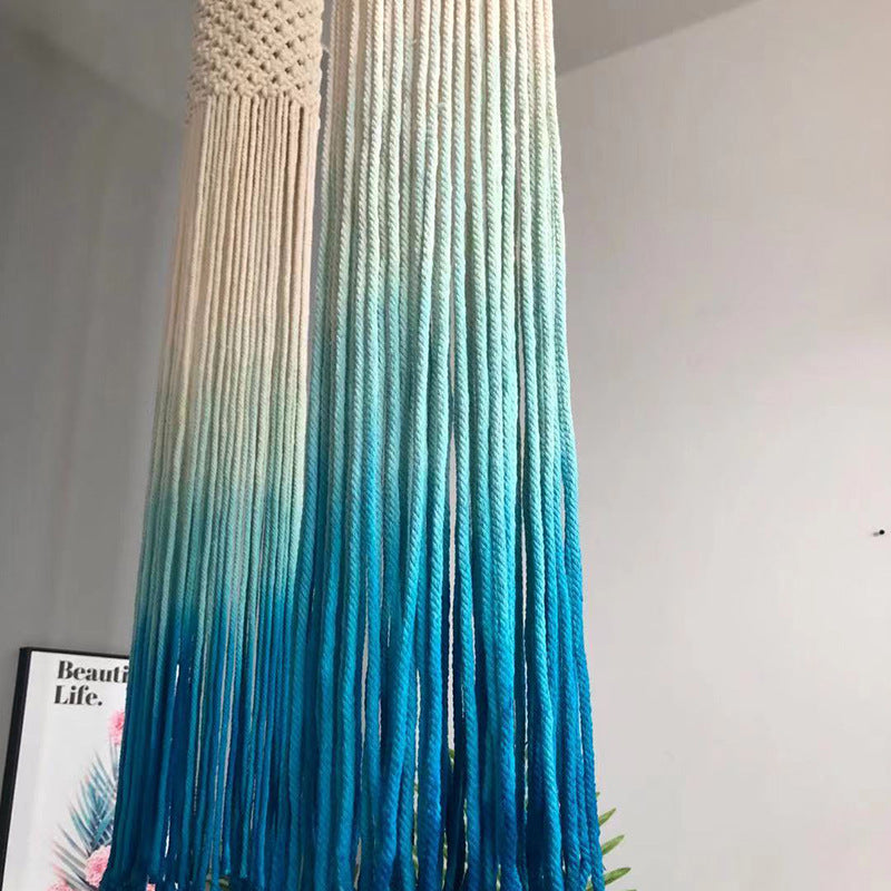 Contemporary Boho Fabric Long Strip Tassel Braided Rope 1 - Light Chandelier For Hallways