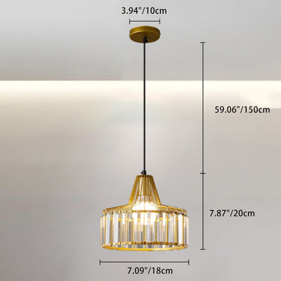 Modern Simplicity Iron Crystal 1 - Light Pendant Light For Dining Room