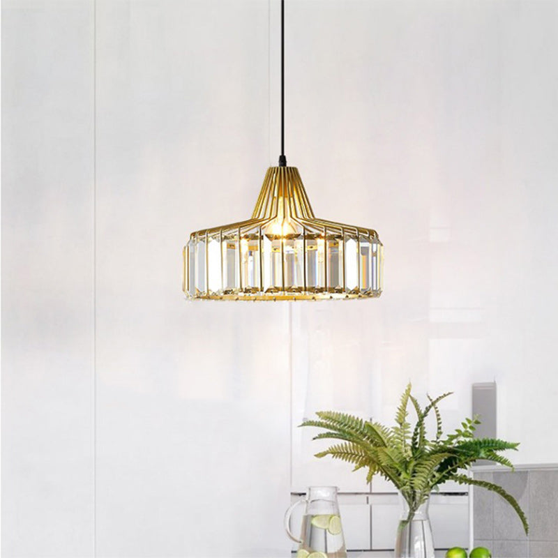 Modern Simplicity Iron Crystal 1 - Light Pendant Light For Dining Room