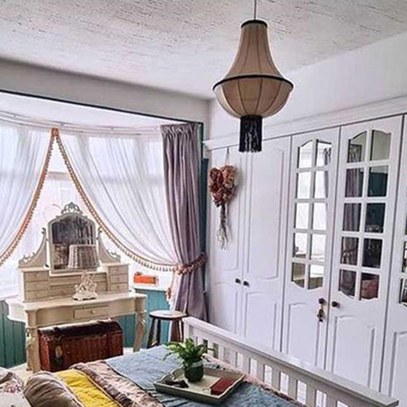 Moderne Art-Deco-Laternenform Stoff-Hardware 1 - Licht-Kronleuchter für Schlafzimmer 