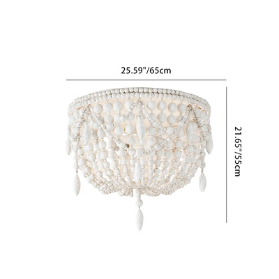 Contemporary Boho Semicircle Wooden Beads Iron 3/5/6 - Light Flush Mount Ceiling Light For Bedroom