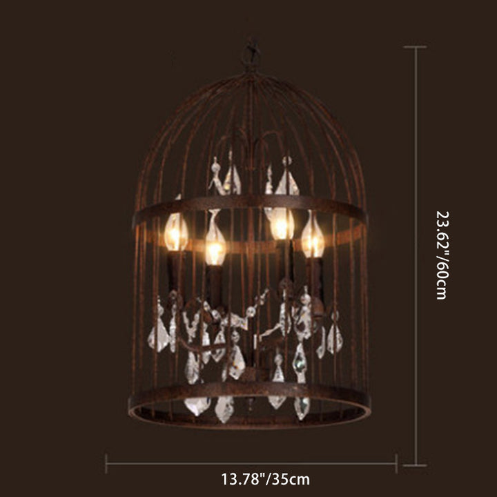 Cage à oiseaux créative contemporaine en fer avec cristal 4/8/12 - Lustre pour salle à manger 