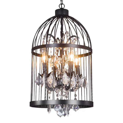 Zeitgenössischer kreativer Vogelkäfig-Kristall aus Eisen 4/8/12 - Kronleuchter für Esszimmer 