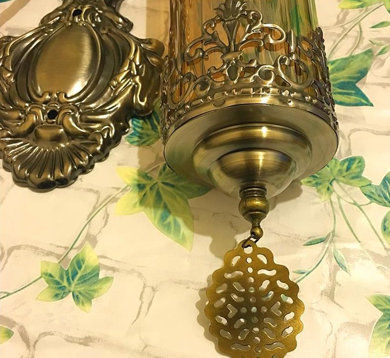 Applique murale traditionnelle vintage en fer forgé avec verre à 1 lumière pour salle à manger 