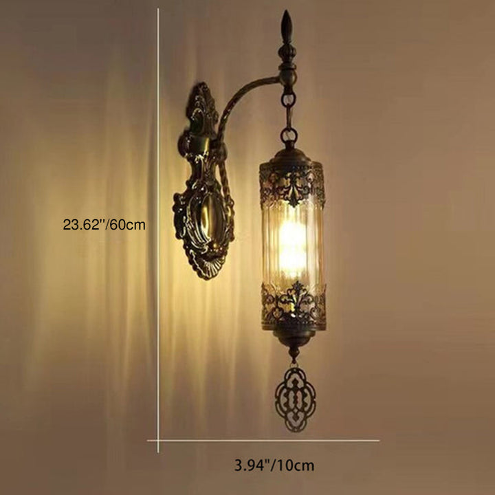Lámpara de Aplique de Pared de Vidrio y Hierro con Talla Vintage Tradicional de 1 Luz para Comedor 