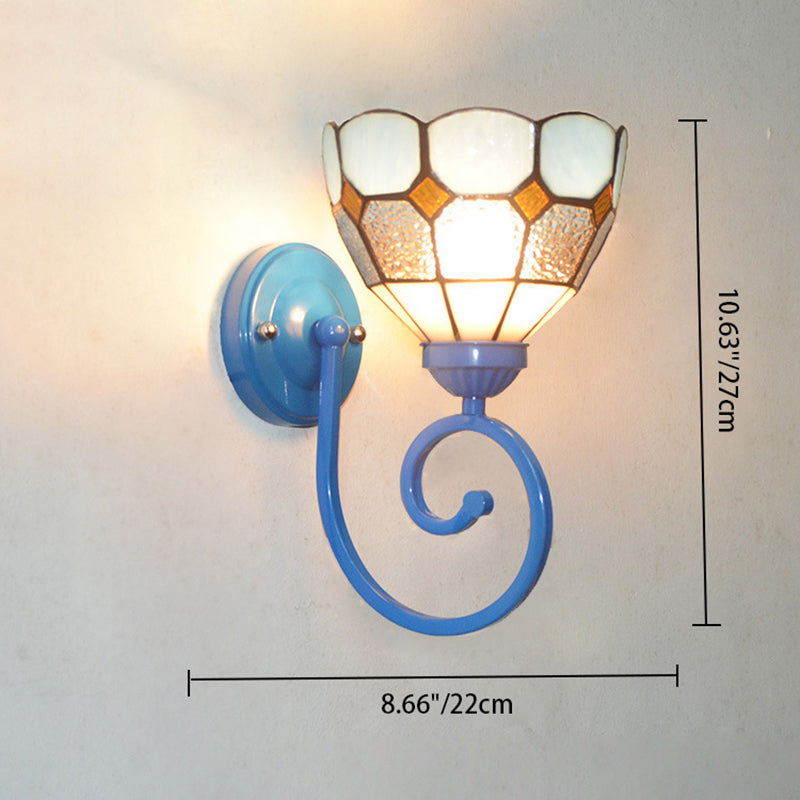 Applique murale traditionnelle en verre Tiffany Hardware avec motif de tube téléphonique 1 - lampe pour chambre à coucher 