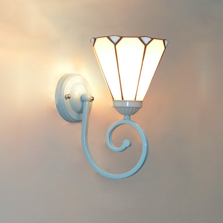 Applique murale traditionnelle en verre Tiffany Hardware avec motif de tube téléphonique 1 - lampe pour chambre à coucher 