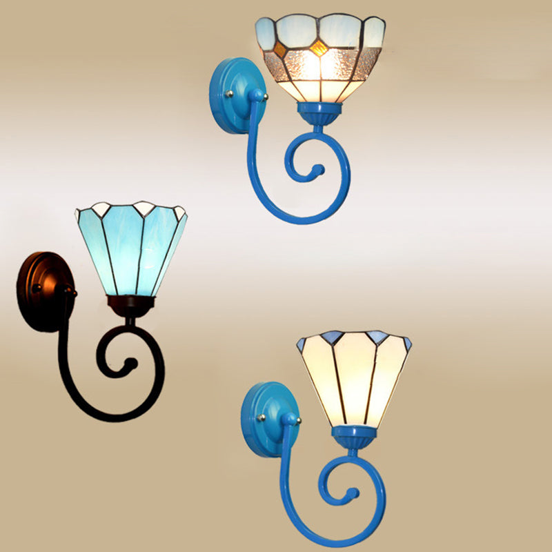 Applique murale traditionnelle en verre Tiffany Hardware avec motif de tube téléphonique 1 - lampe pour chambre à coucher 