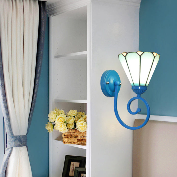 Applique murale traditionnelle en verre Tiffany Hardware avec motif de tube téléphonique 1 - lampe pour chambre à coucher 
