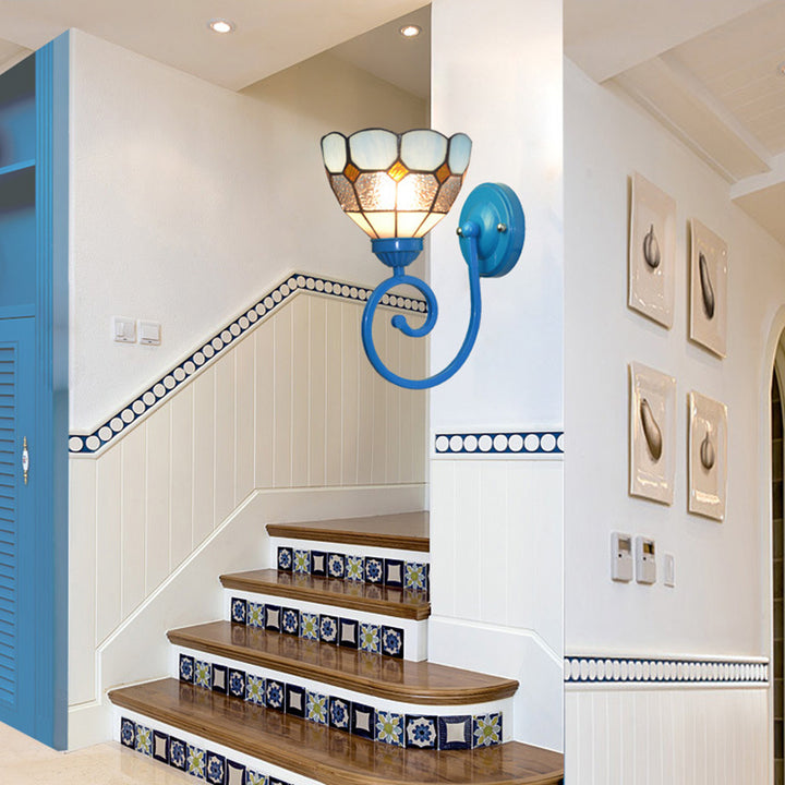 Applique murale traditionnelle en verre Tiffany Hardware avec motif de tube téléphonique 1 - lampe pour chambre à coucher 