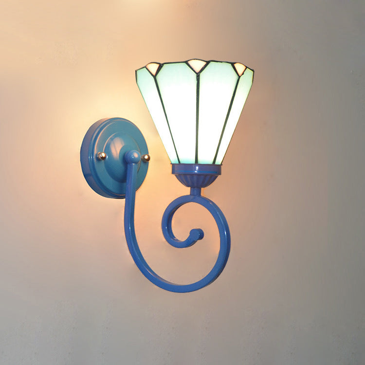 Applique murale traditionnelle en verre Tiffany Hardware avec motif de tube téléphonique 1 - lampe pour chambre à coucher 