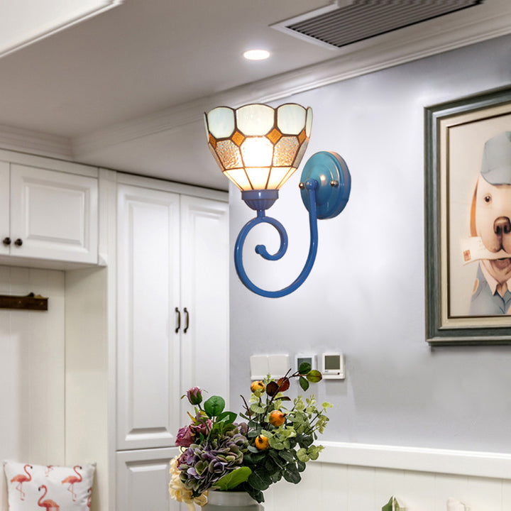 Applique murale traditionnelle en verre Tiffany Hardware avec motif de tube téléphonique 1 - lampe pour chambre à coucher 