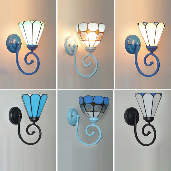 Applique murale traditionnelle en verre Tiffany Hardware avec motif de tube téléphonique 1 - lampe pour chambre à coucher 