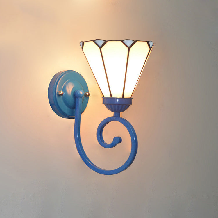 Applique murale traditionnelle en verre Tiffany Hardware avec motif de tube téléphonique 1 - lampe pour chambre à coucher 