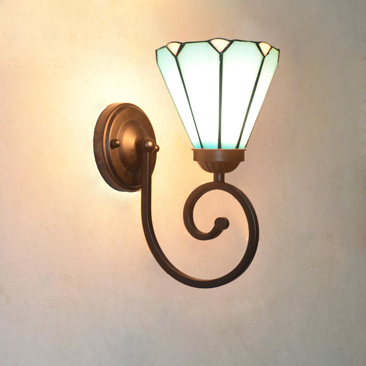 Applique murale traditionnelle en verre Tiffany Hardware avec motif de tube téléphonique 1 - lampe pour chambre à coucher 
