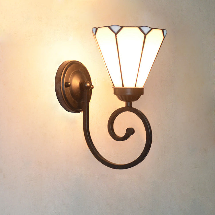 Applique murale traditionnelle en verre Tiffany Hardware avec motif de tube téléphonique 1 - lampe pour chambre à coucher 