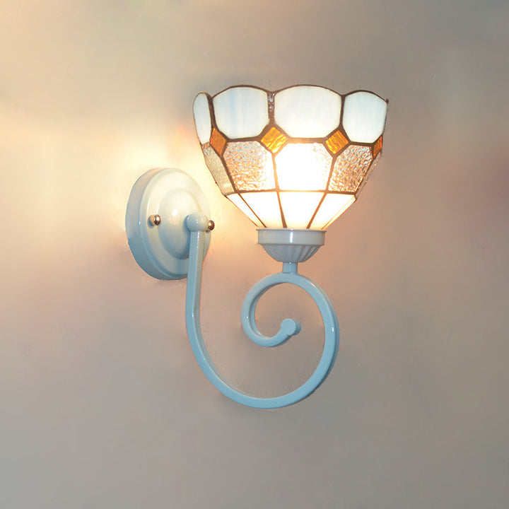 Applique murale traditionnelle en verre Tiffany Hardware avec motif de tube téléphonique 1 - lampe pour chambre à coucher 