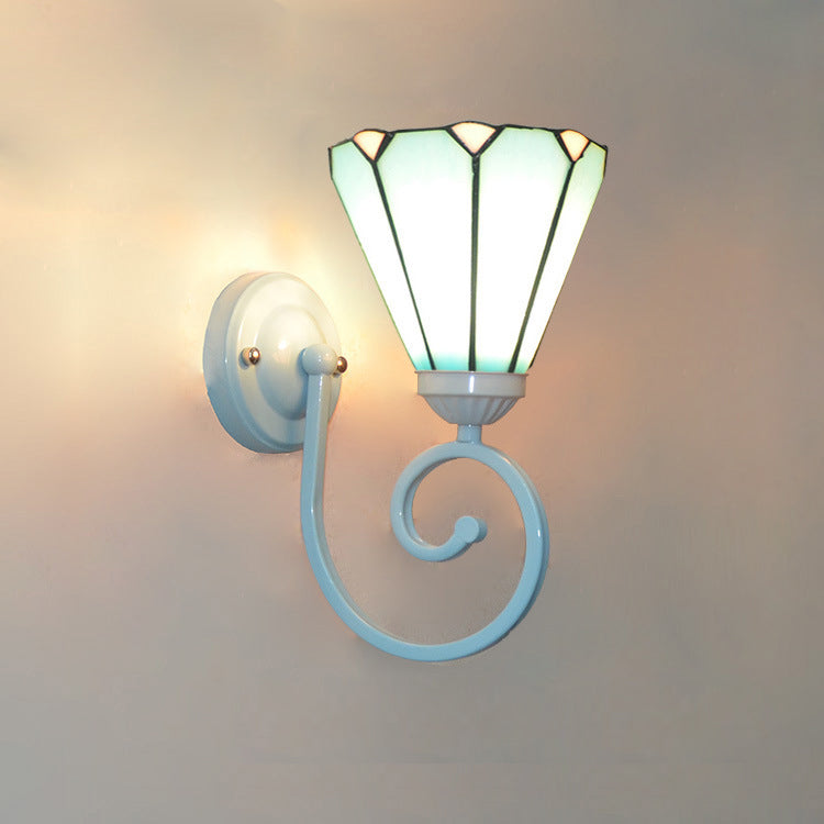 Applique murale traditionnelle en verre Tiffany Hardware avec motif de tube téléphonique 1 - lampe pour chambre à coucher 