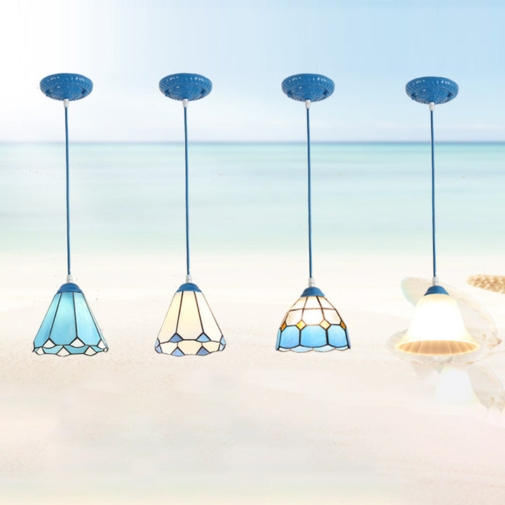 Lámpara colgante de vidrio tradicional Tiffany Hardware 1 - Luz para comedor 