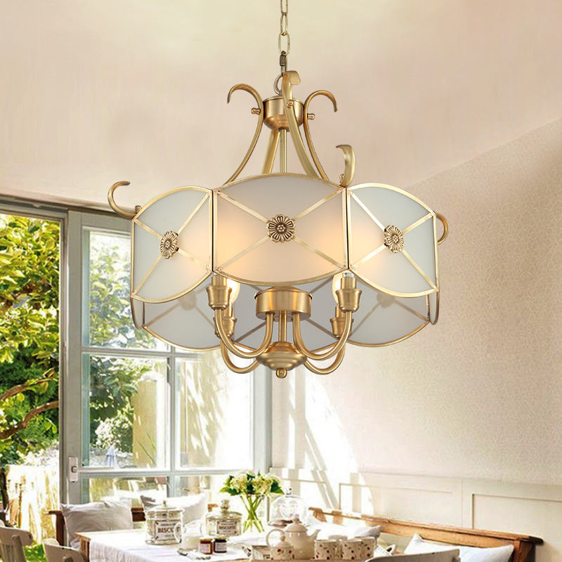 Lustre en verre cuivre rétro contemporain 4 lumières pour salon 