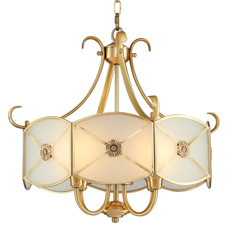 Lustre en verre cuivre rétro contemporain 4 lumières pour salon 