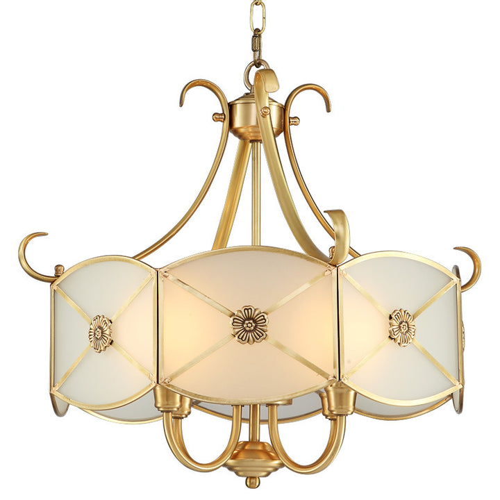 Lustre en verre cuivre rétro contemporain 4 lumières pour salon 