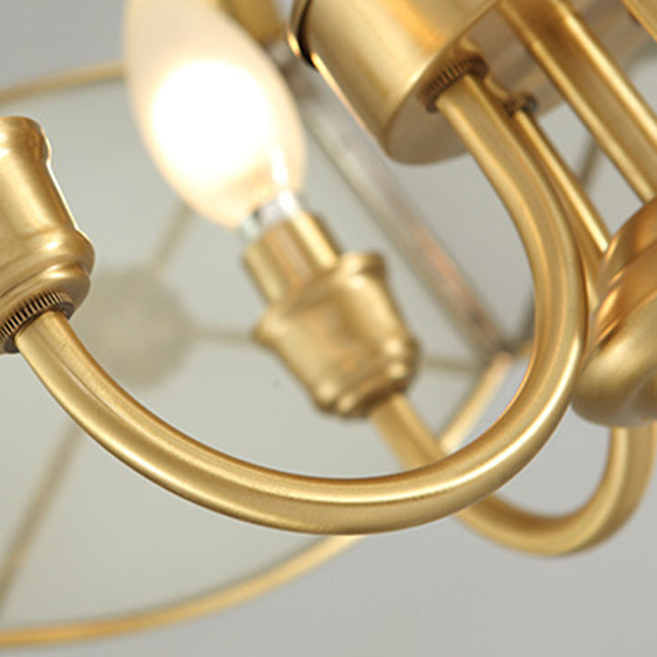 Lustre en verre cuivre rétro contemporain 4 lumières pour salon 