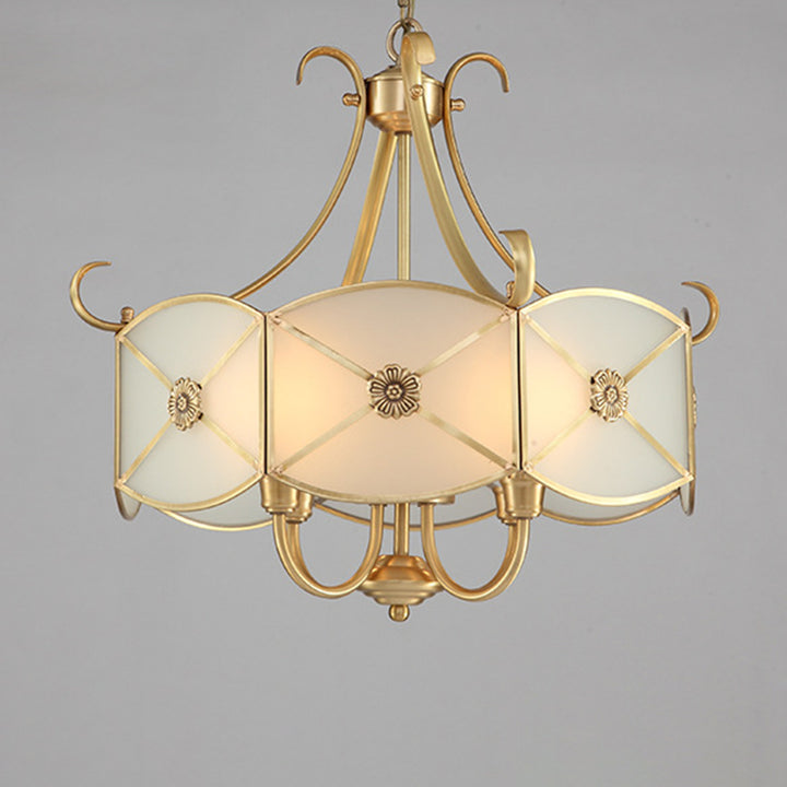 Lustre en verre cuivre rétro contemporain 4 lumières pour salon 