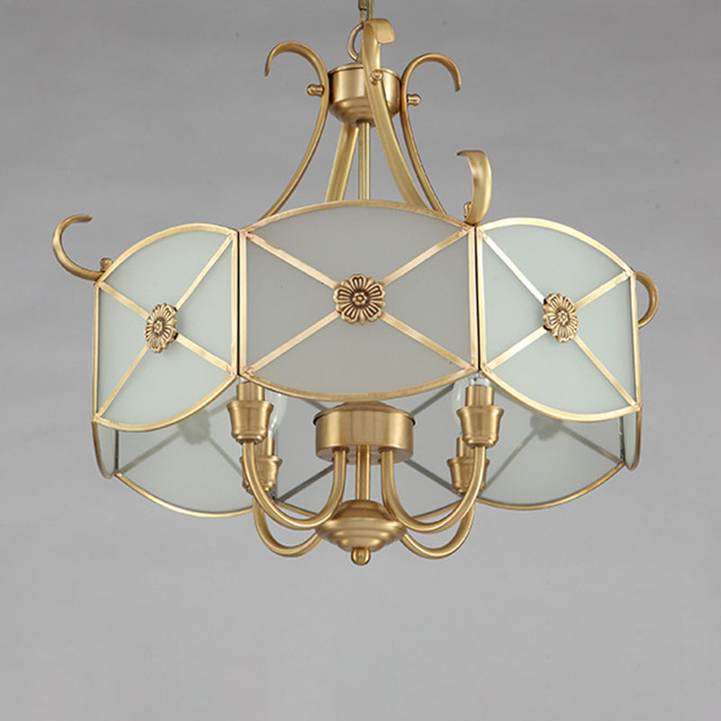 Lustre en verre cuivre rétro contemporain 4 lumières pour salon 