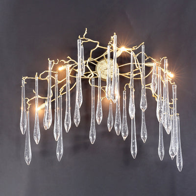 Moderne Art Deco Zweig Kristall Aluminium 5 - Licht Wandleuchte Lampe für Wohnzimmer 