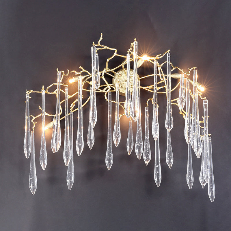 Moderne Art Deco Zweig Kristall Aluminium 5 - Licht Wandleuchte Lampe für Wohnzimmer 