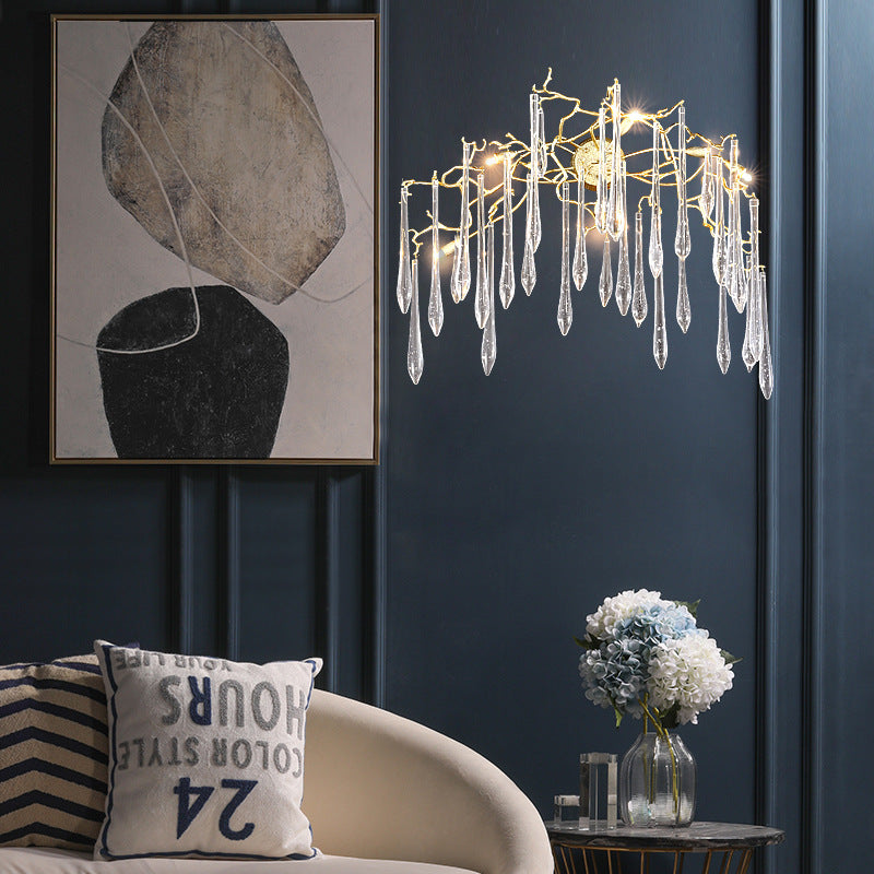 Lampe murale à 5 lumières en cristal et aluminium de style Art déco moderne pour salon 